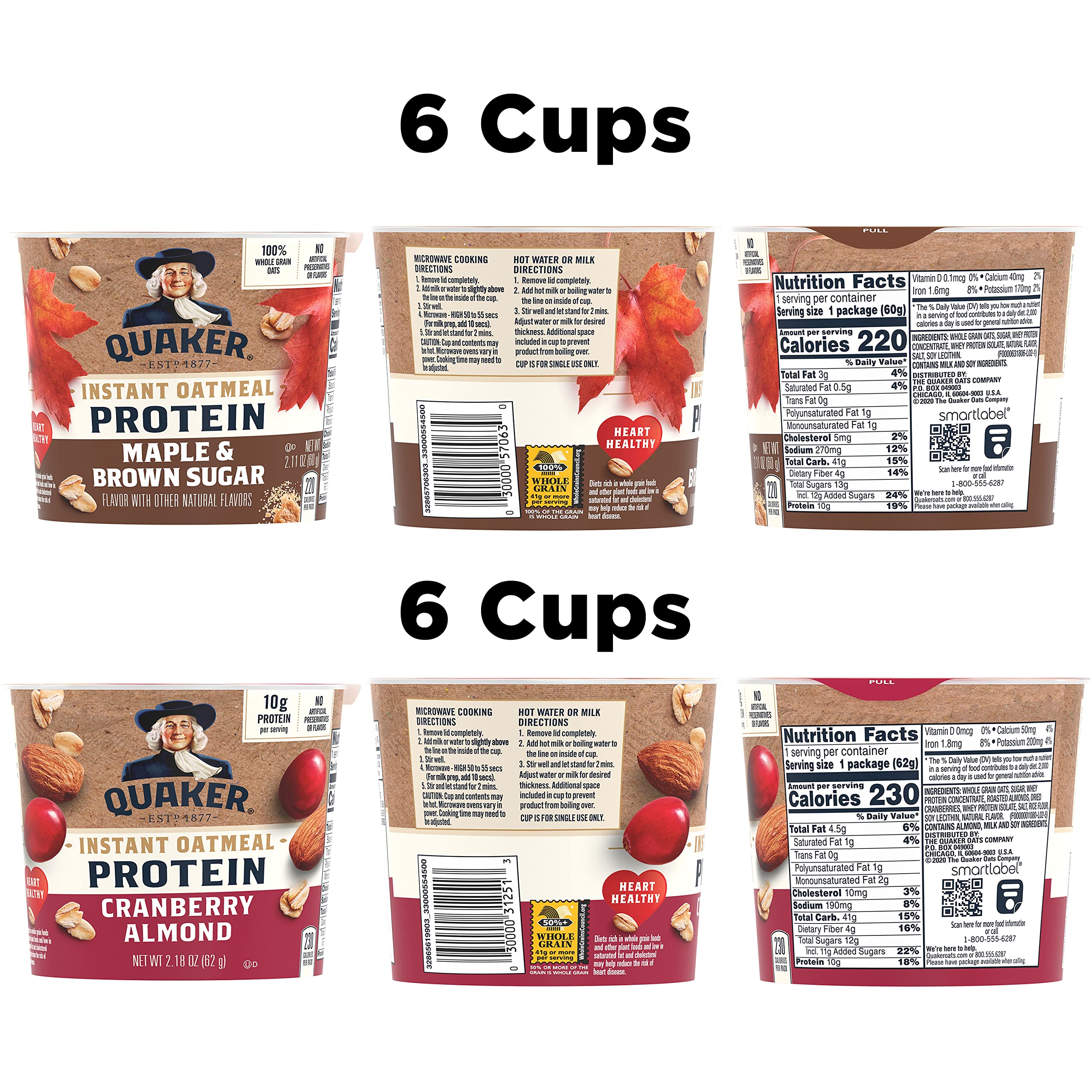 Quaker close-up of oat texture and mix-ins highlighting whole grains