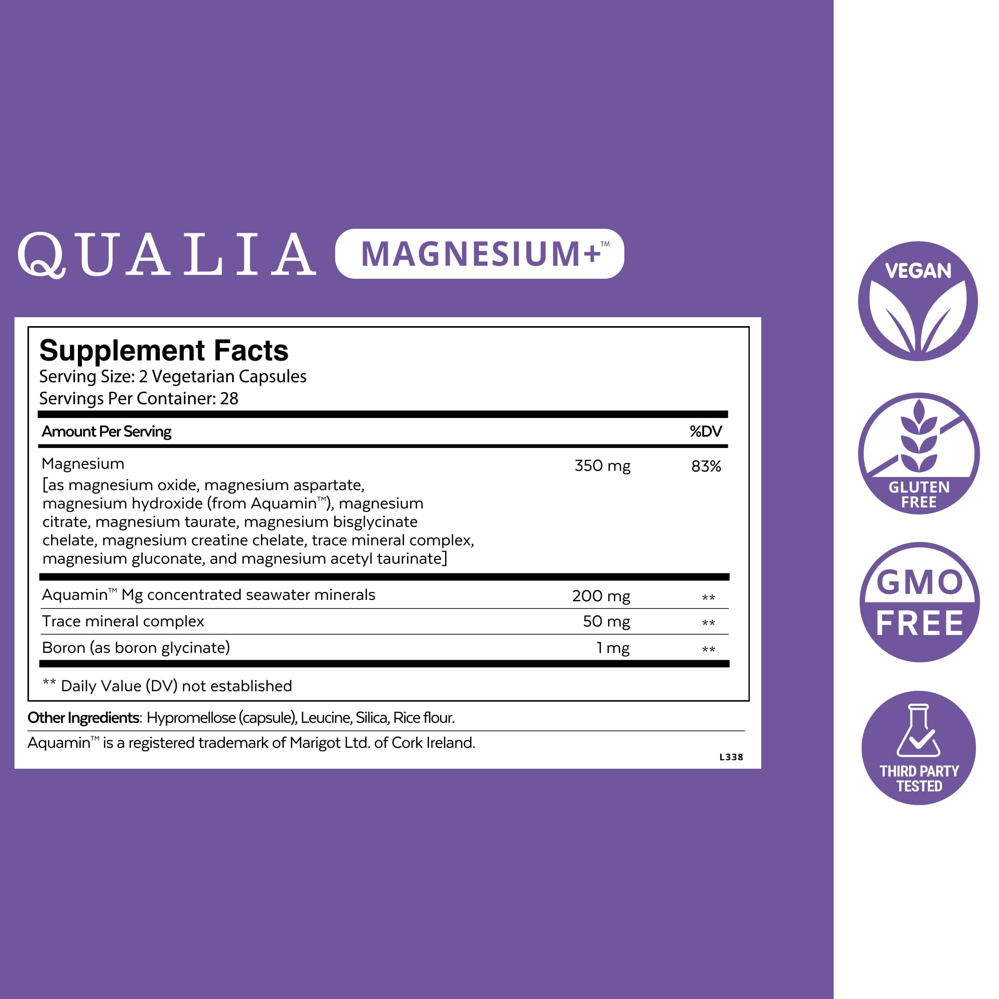 Powdered ingredient texture from Qualia Magnesium+ highlighting purity