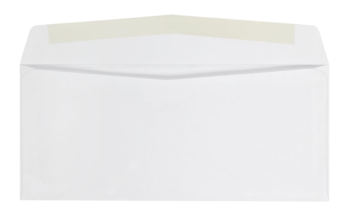 Quality Park envelope back showing gummed closure for secure sealing after moistening