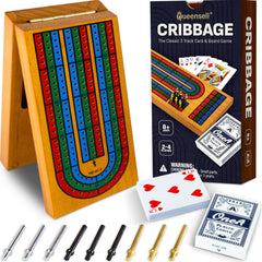 Queensell open cribbage board showing track and ready-to-play convenience