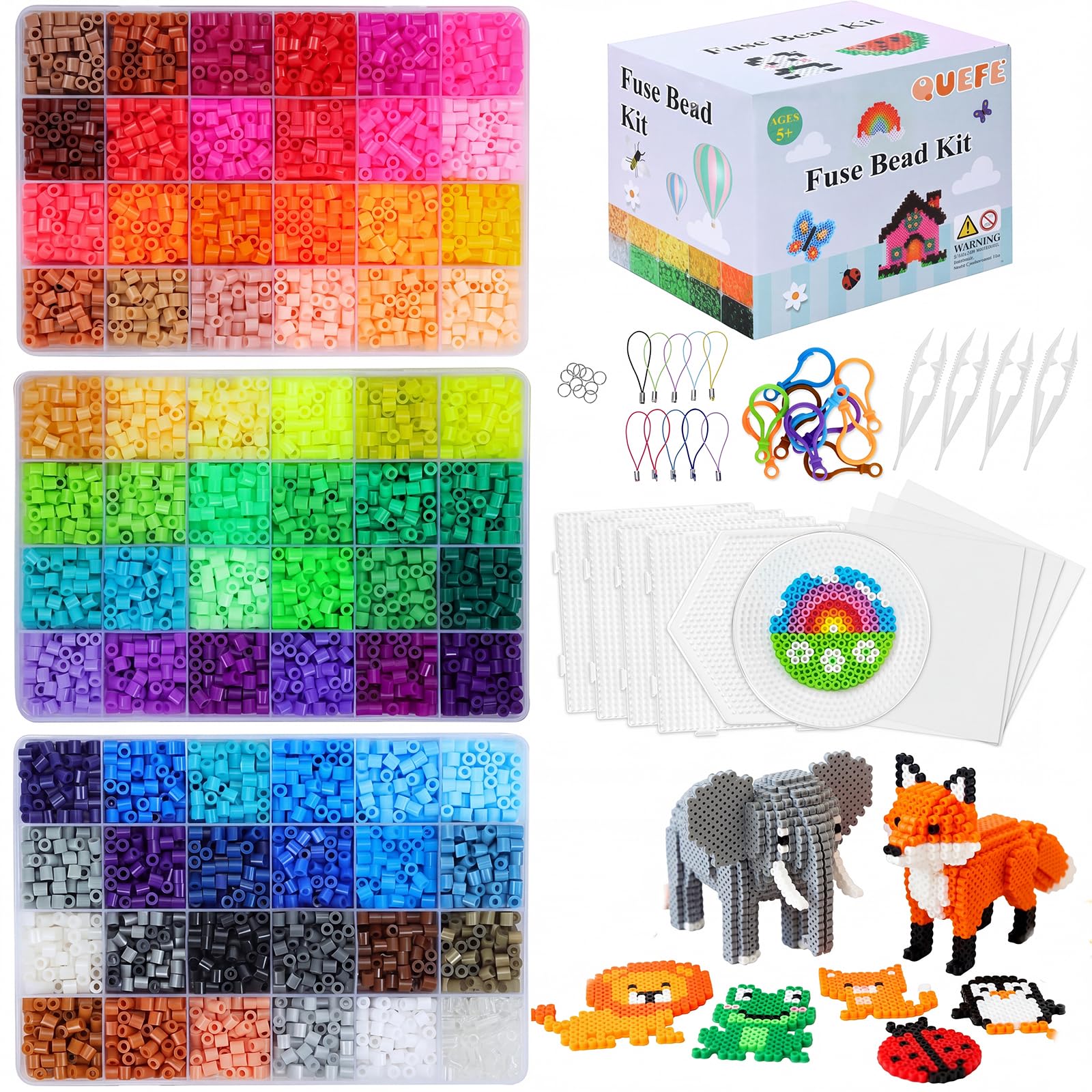 QUEFE front packaging showing 72-color kit and bead total for easy identification