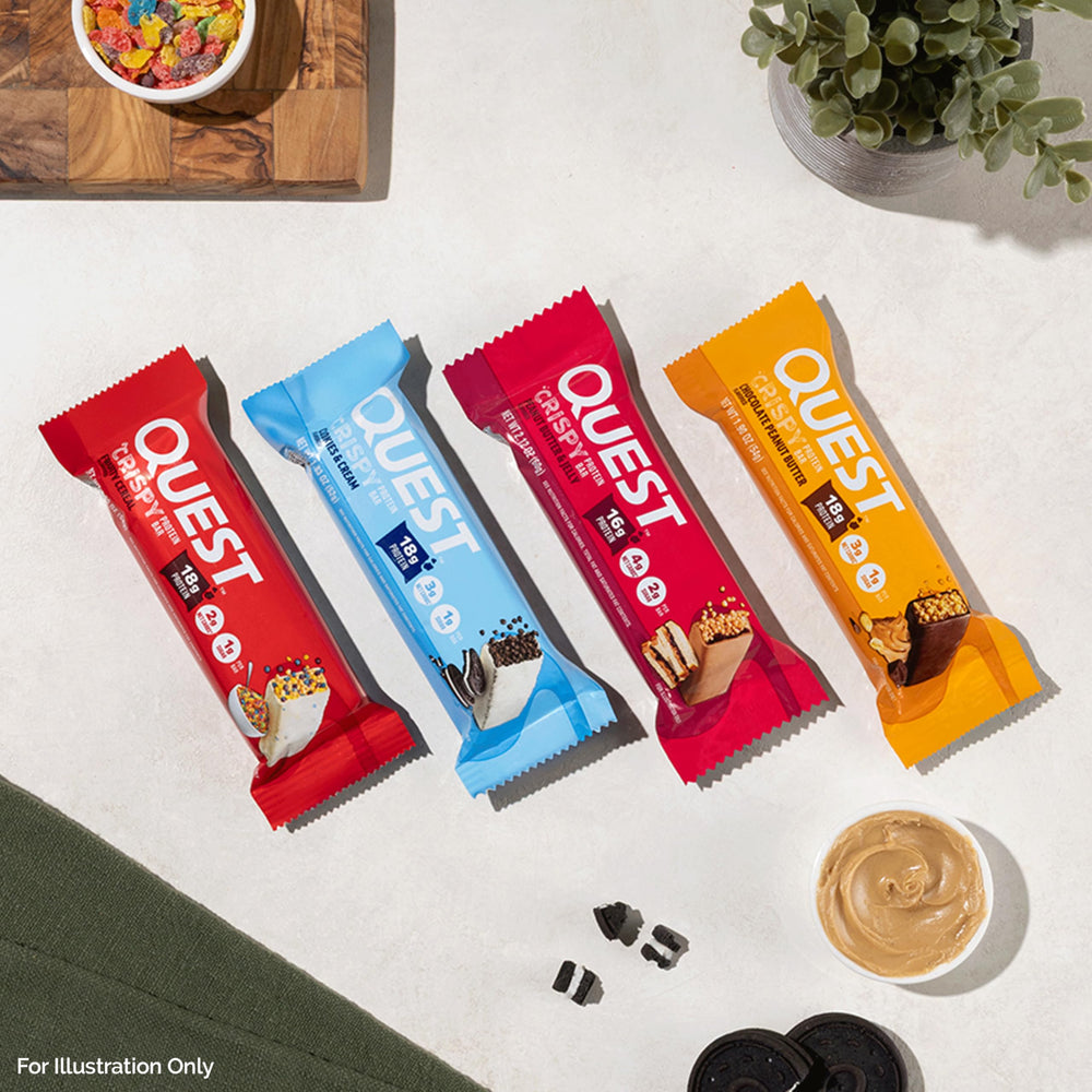Quest bar inside gym bag ready for post-workout protein boost