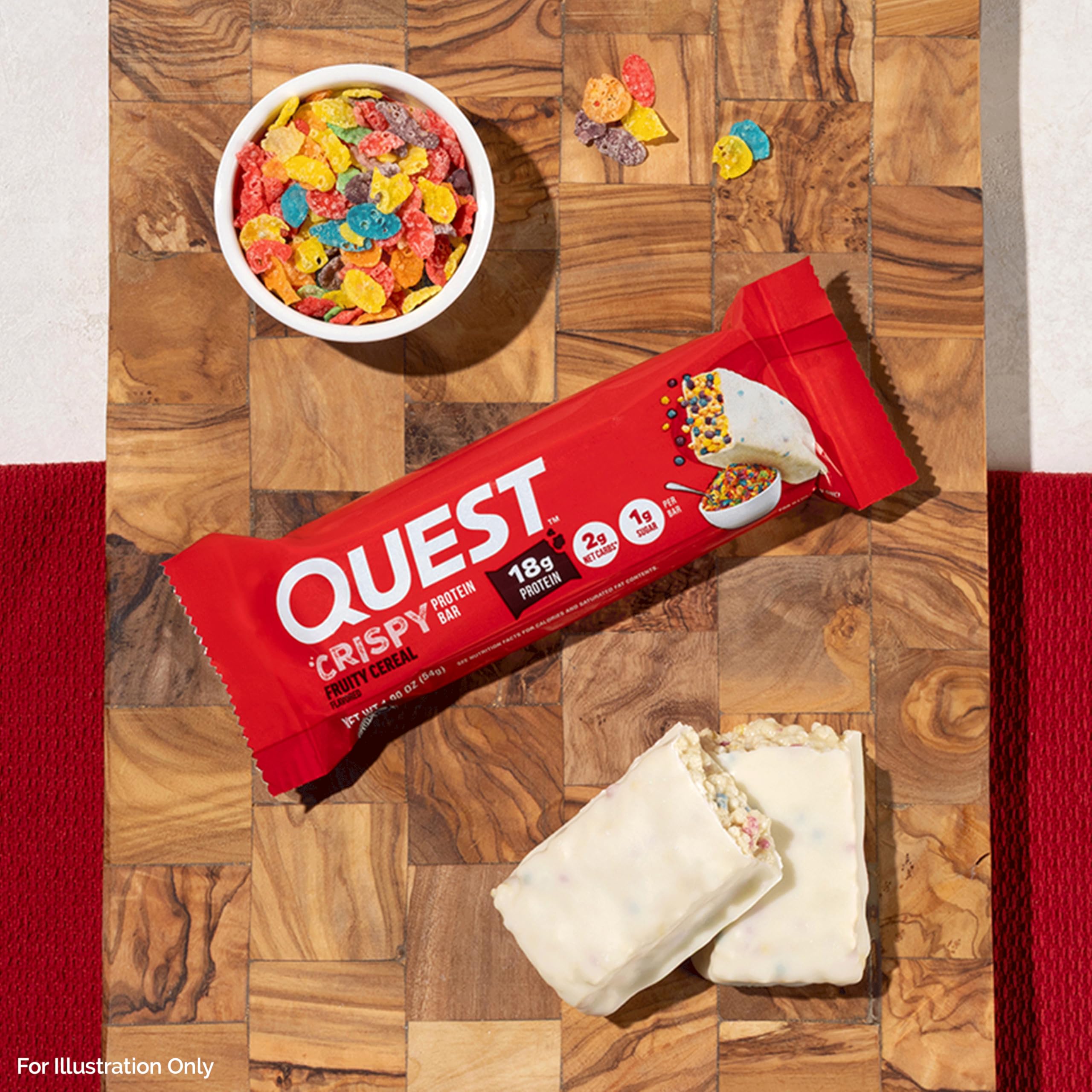 Quest bar on desk beside coffee for a quick office snack