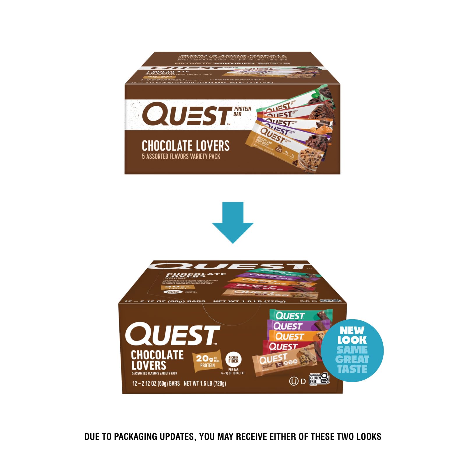 Quest unwrapped bar close-up showing texture and rich chocolate
