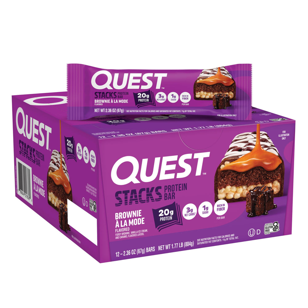 Quest front packaging showing 12-count box and flavor for easy selection