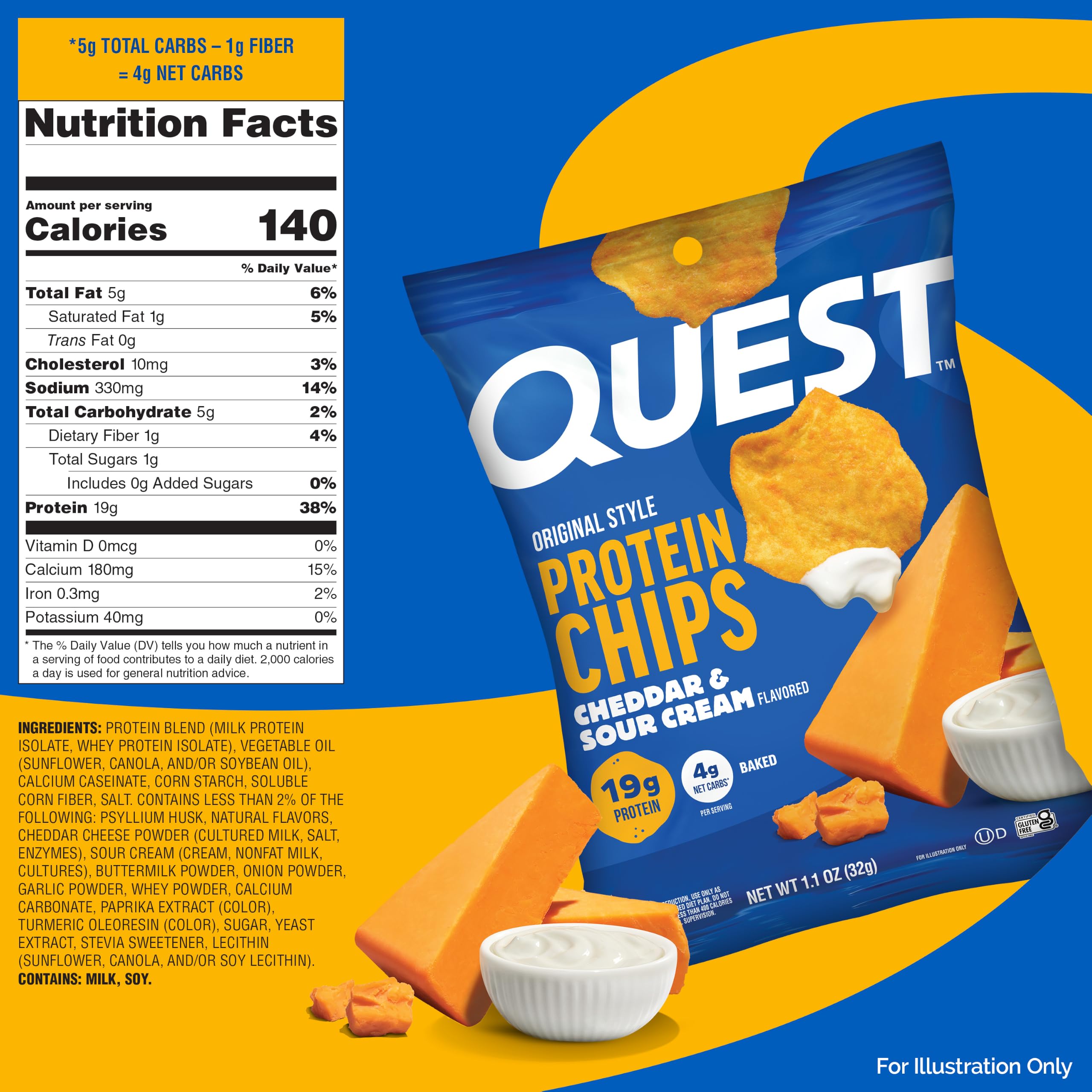 Quest bag opened with chips visible, crunchy snack ready to eat