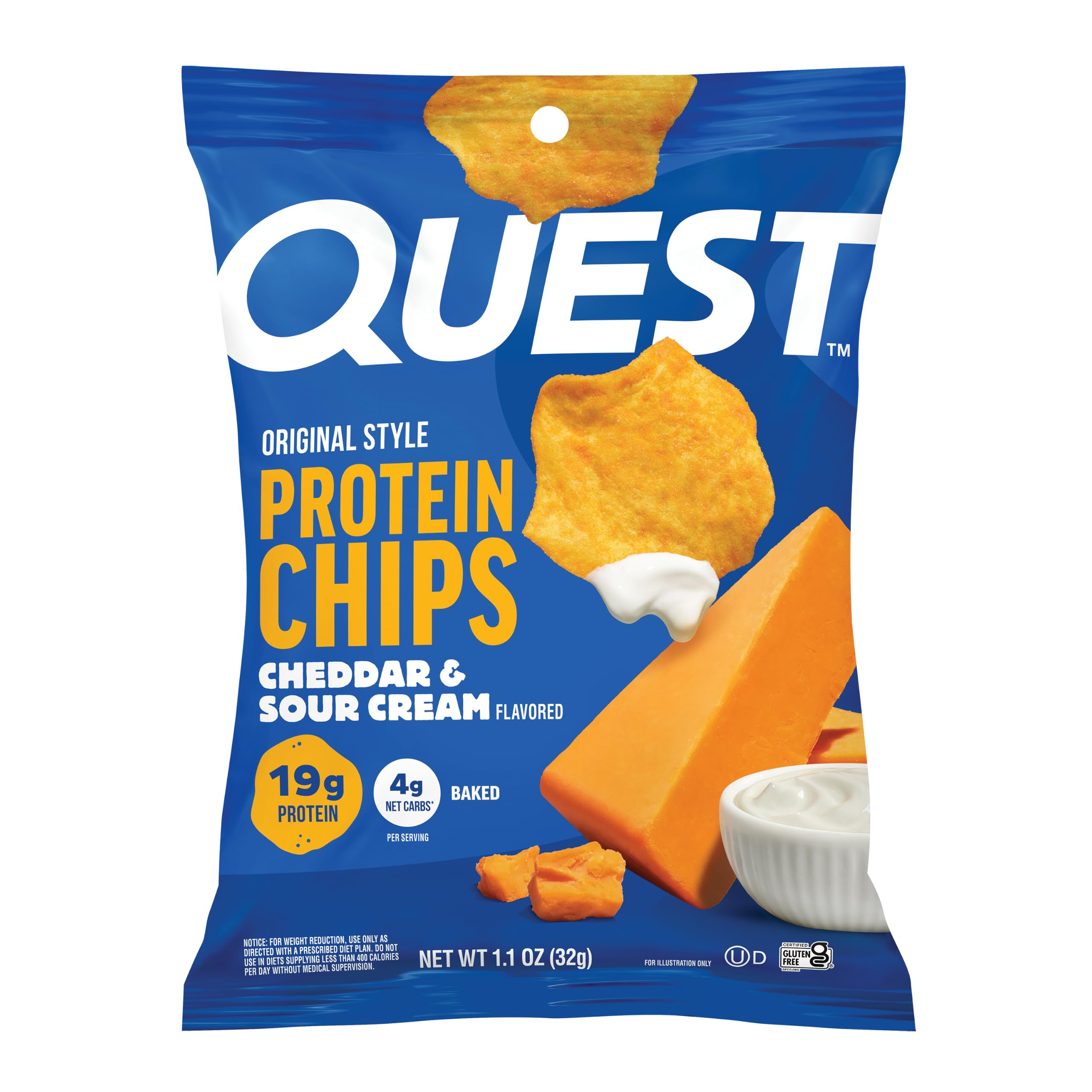 Quest front packaging showing flavor and protein, convenient grab-and-go
