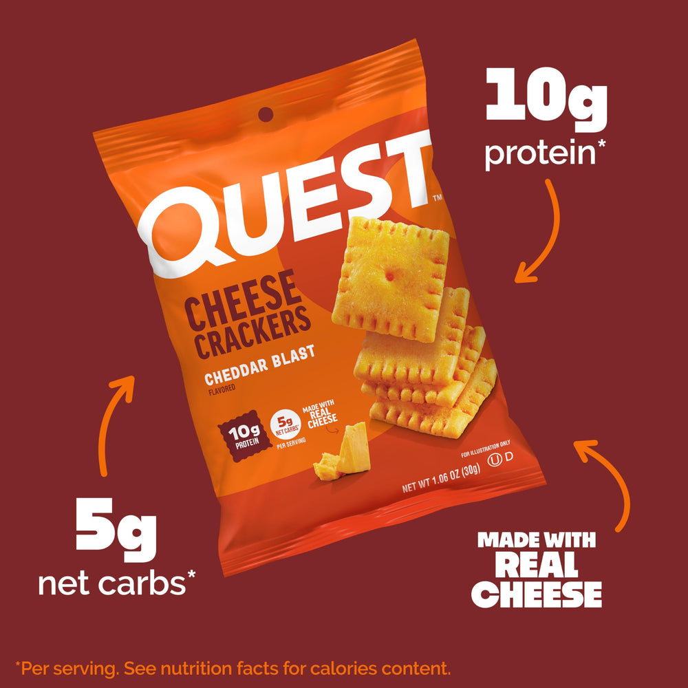 Quest crackers arranged on plate ready as a protein-rich appetizer or snack