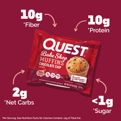 Quest muffin cross-section showing moist interior and protein-rich crumb for satisfaction