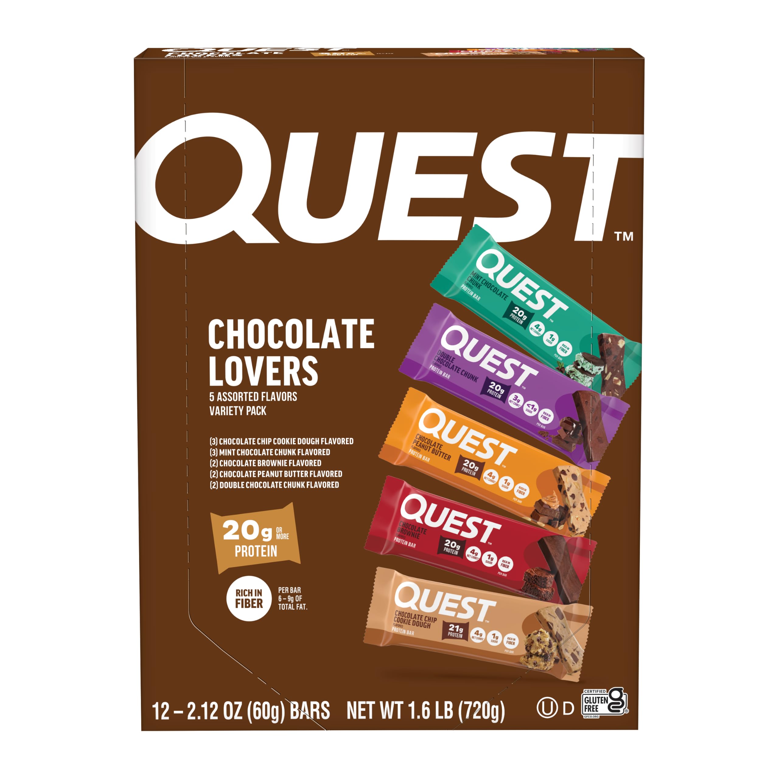 Quest pack front view showing variety and protein benefits
