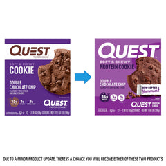 Quest cookie close-up with melted chocolate chips highlighting rich flavor and satisfying bites