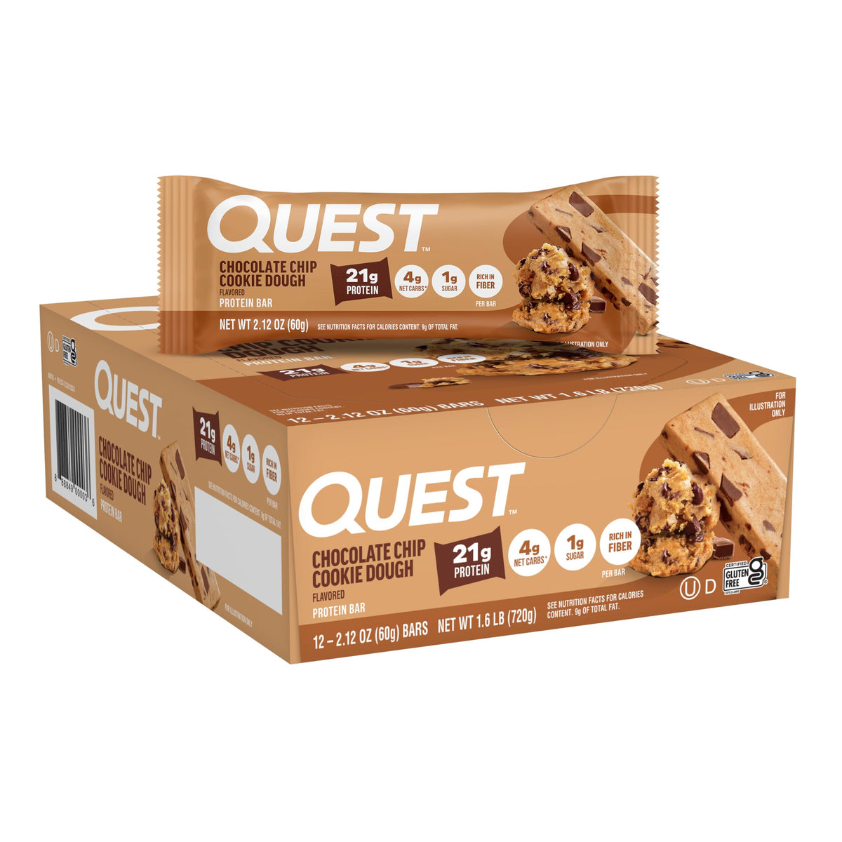 Quest front packaging showing 12-count box and product branding benefits