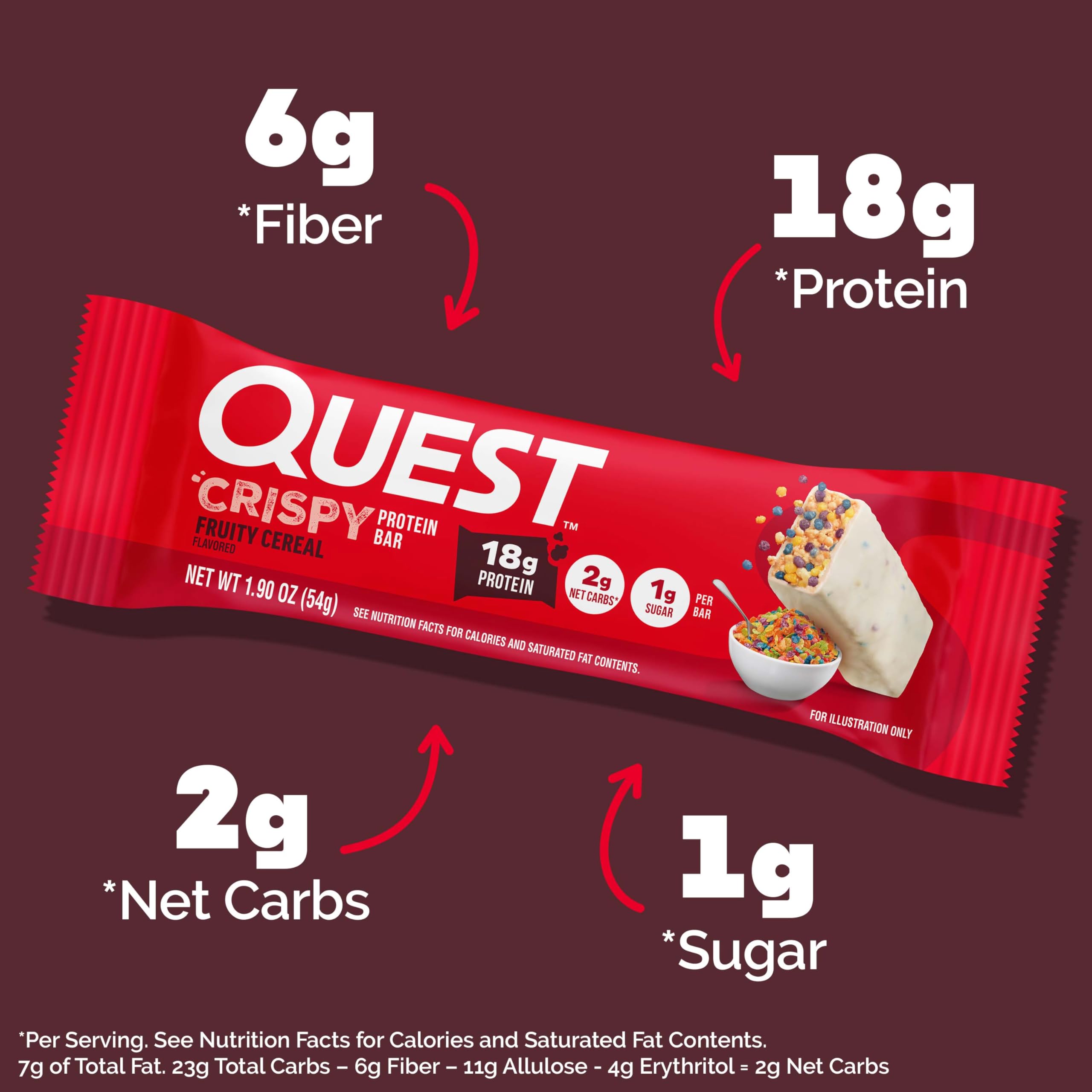Quest close-up of bar texture highlighting crunchy cereal pieces