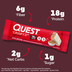 Quest close-up of bar texture highlighting crunchy cereal pieces