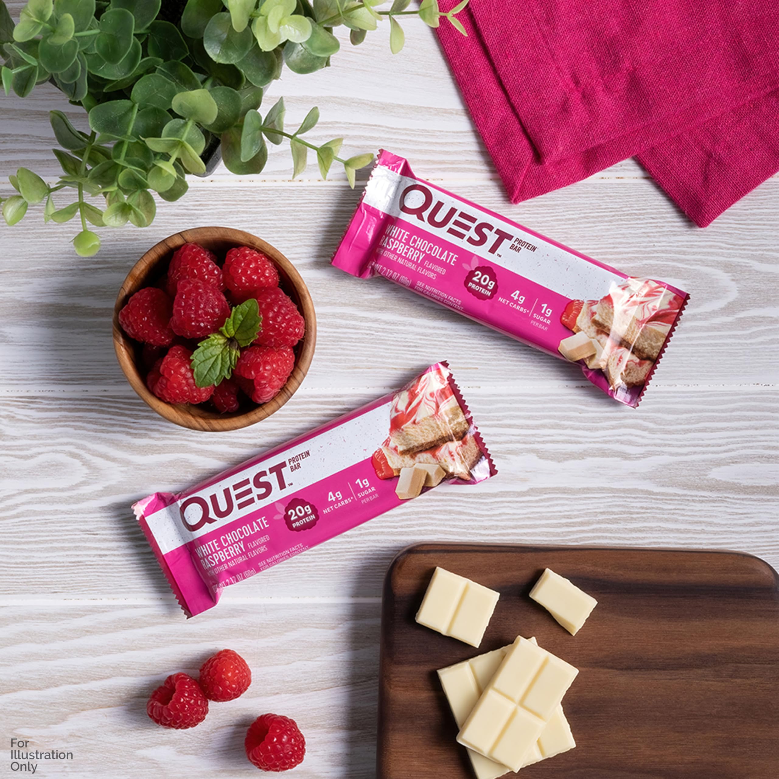 Quest individually wrapped bars stored in a desk drawer for convenient on-the-go snacking