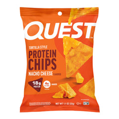 Quest front packaging showing 12‑count box and bold nacho cheese branding benefits convenience