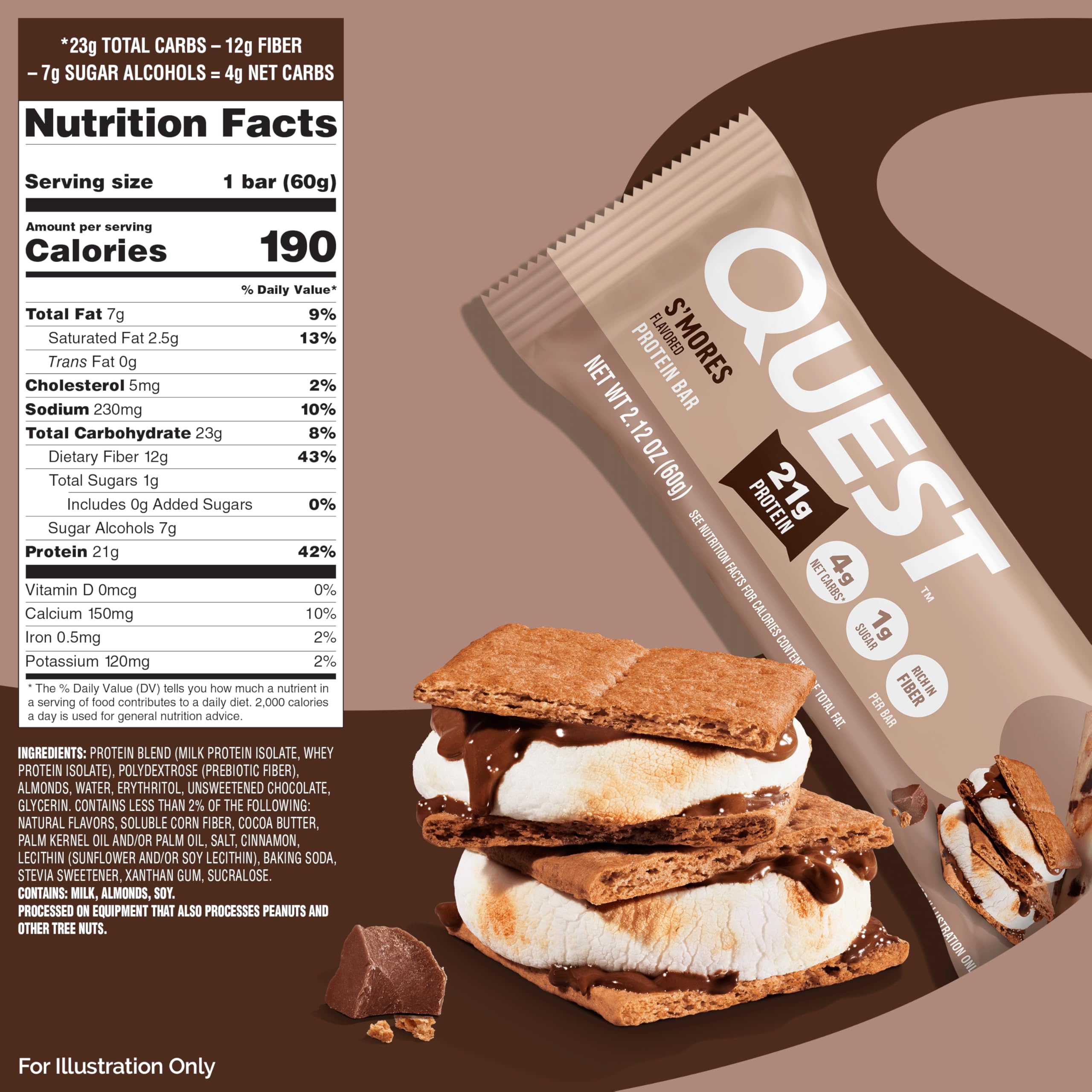 Quest cross-section close-up revealing chewy texture and graham pieces, appetizing detail