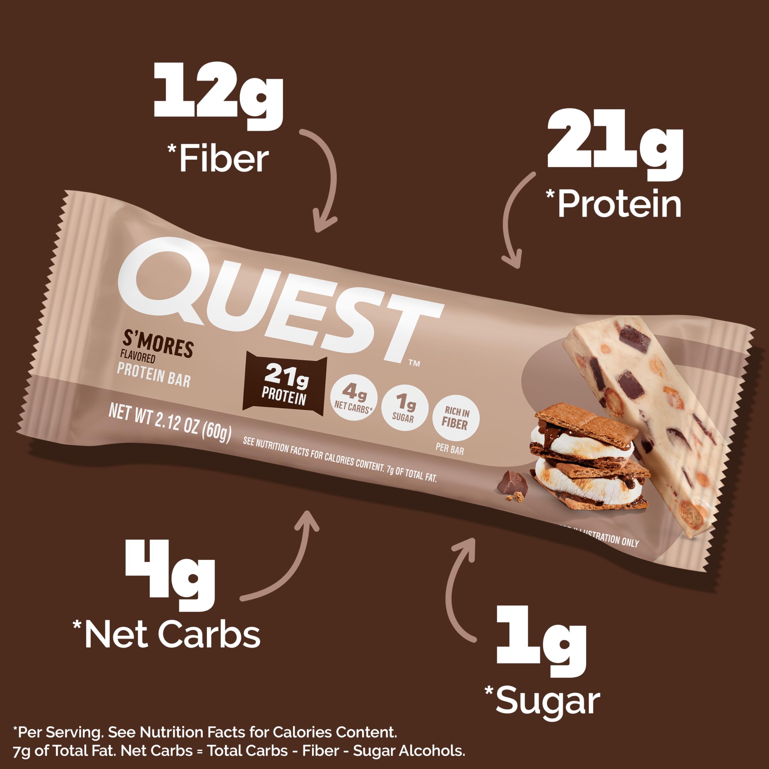 Quest chocolate and graham detail focused on ingredients, reinforces classic flavor