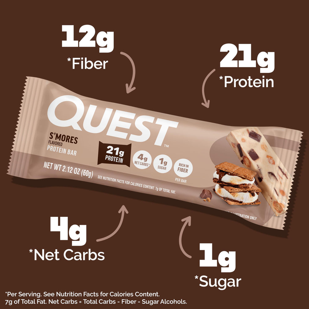 Quest chocolate and graham detail focused on ingredients, reinforces classic flavor