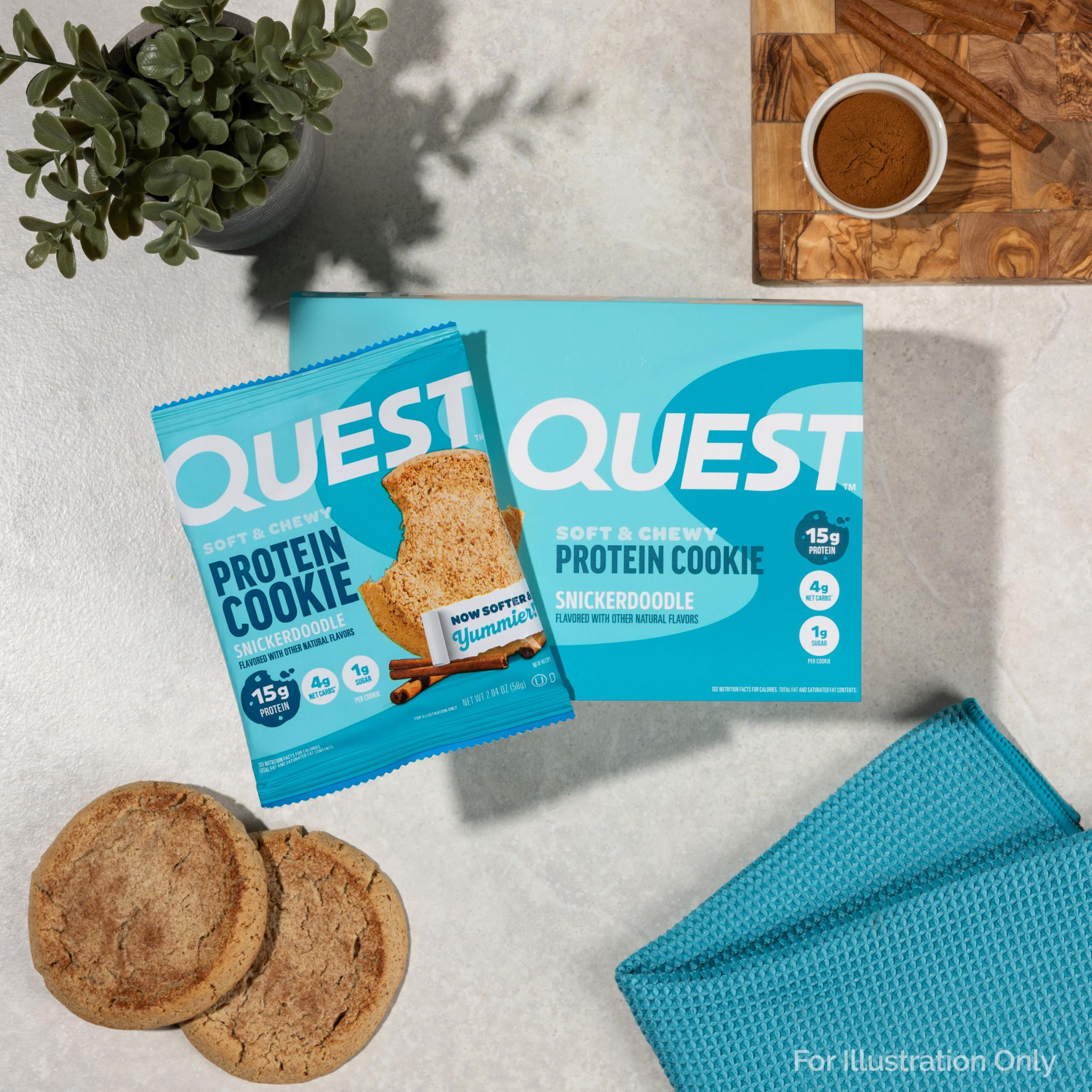 Quest cookie served on plate with tea for enjoyable low-sugar treat