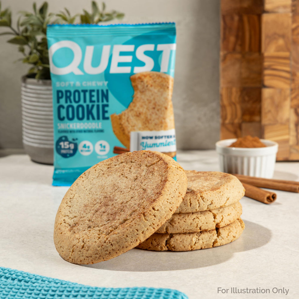 Quest cookie beside ruler for size and portion control reference