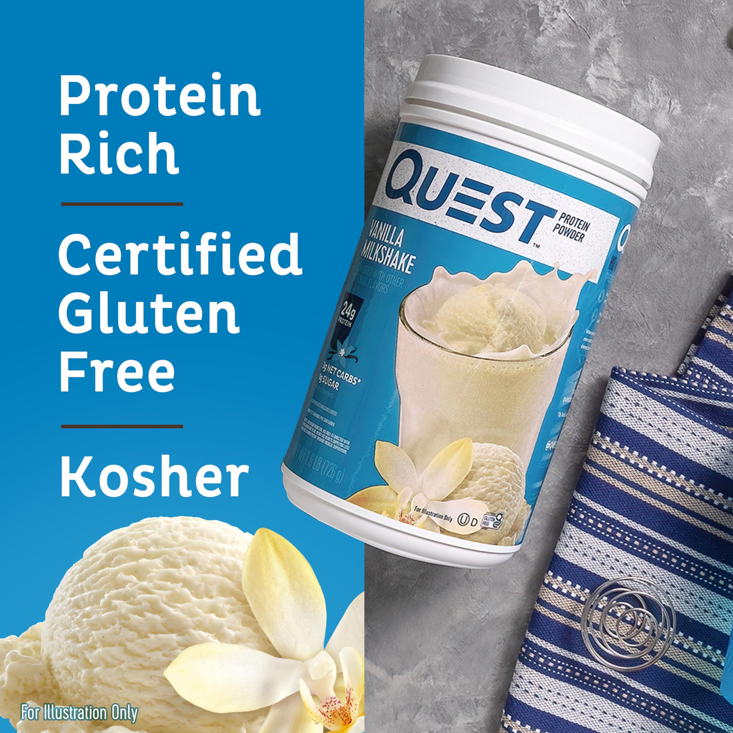 Close-up of Quest powder texture showing smooth mixability for clump-free shakes