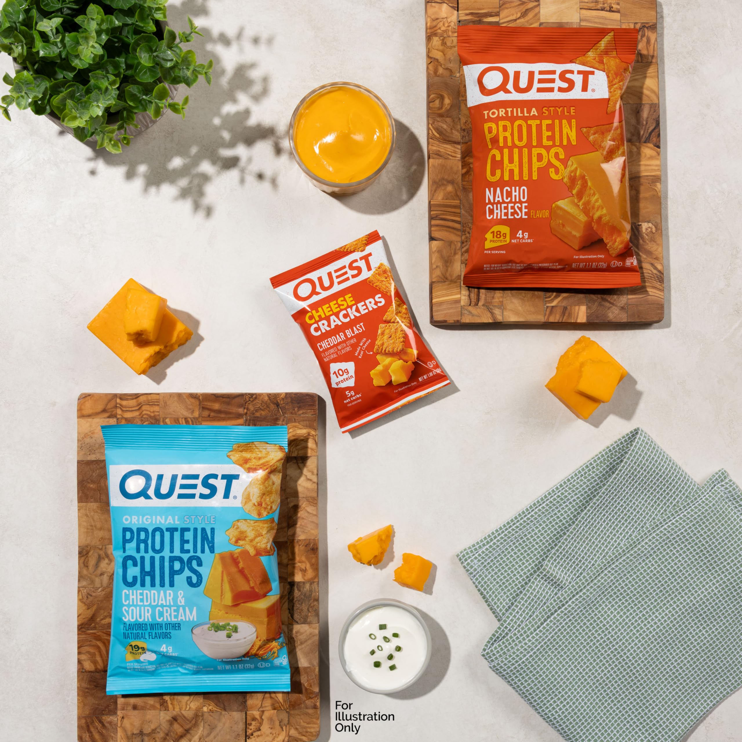 Quest variety pack next to a ruler showing compact single-serve scale