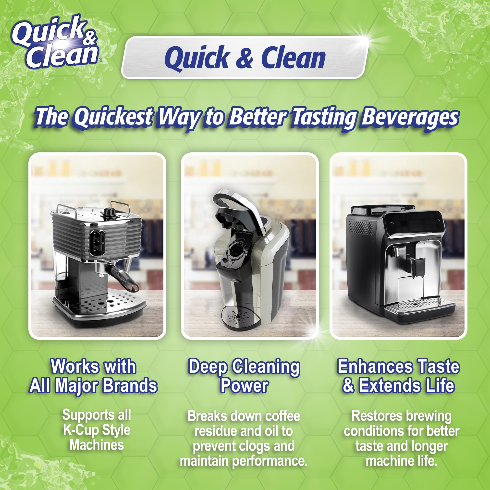 Quick & Clean product in kitchen lifestyle setting showing convenience and daily upkeep