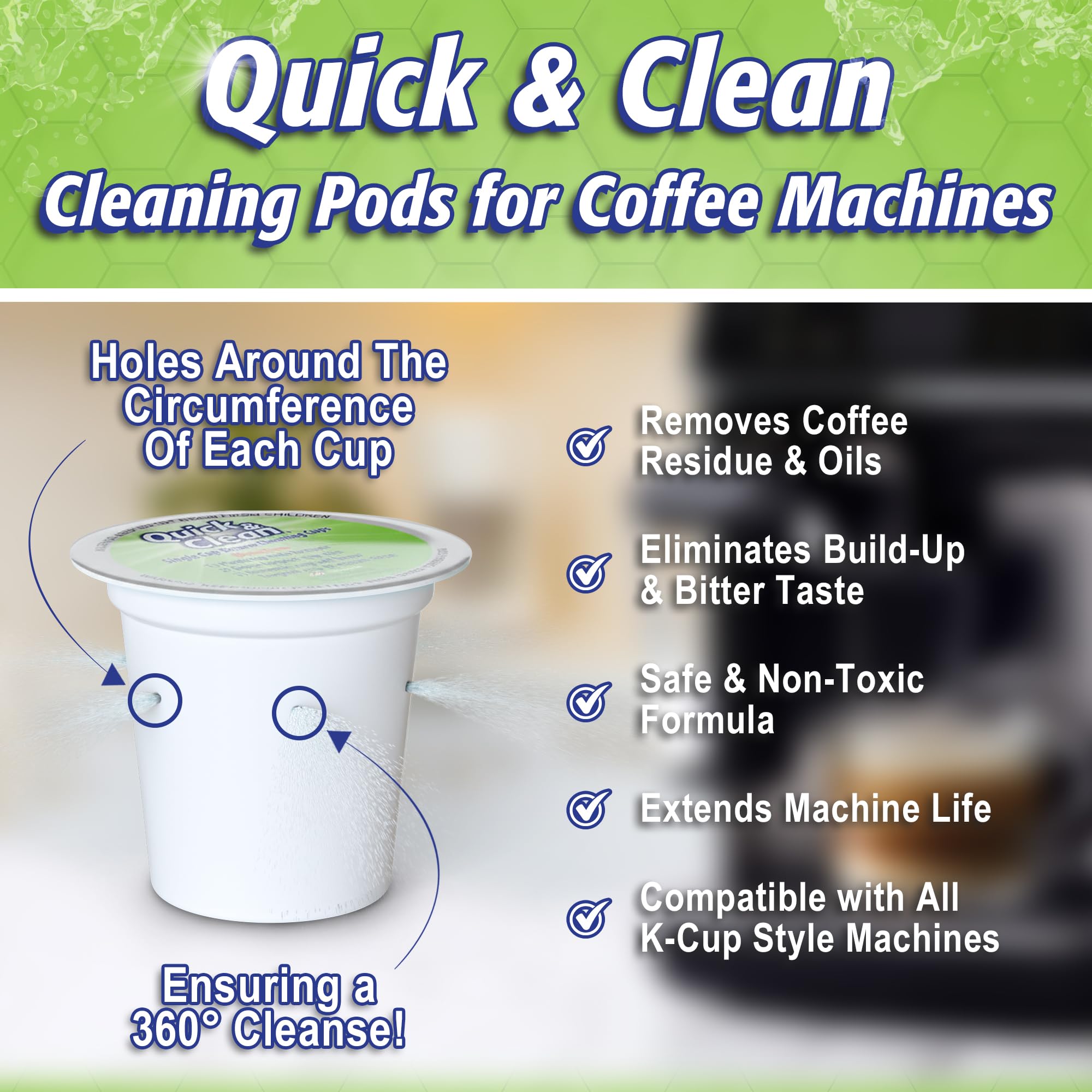 Quick & Clean used rinse cup after cleaning illustrating residue removal and refreshed taste