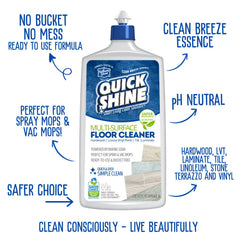 Quick Shine bottle close-up label highlighting Safer Choice and plant-based benefit