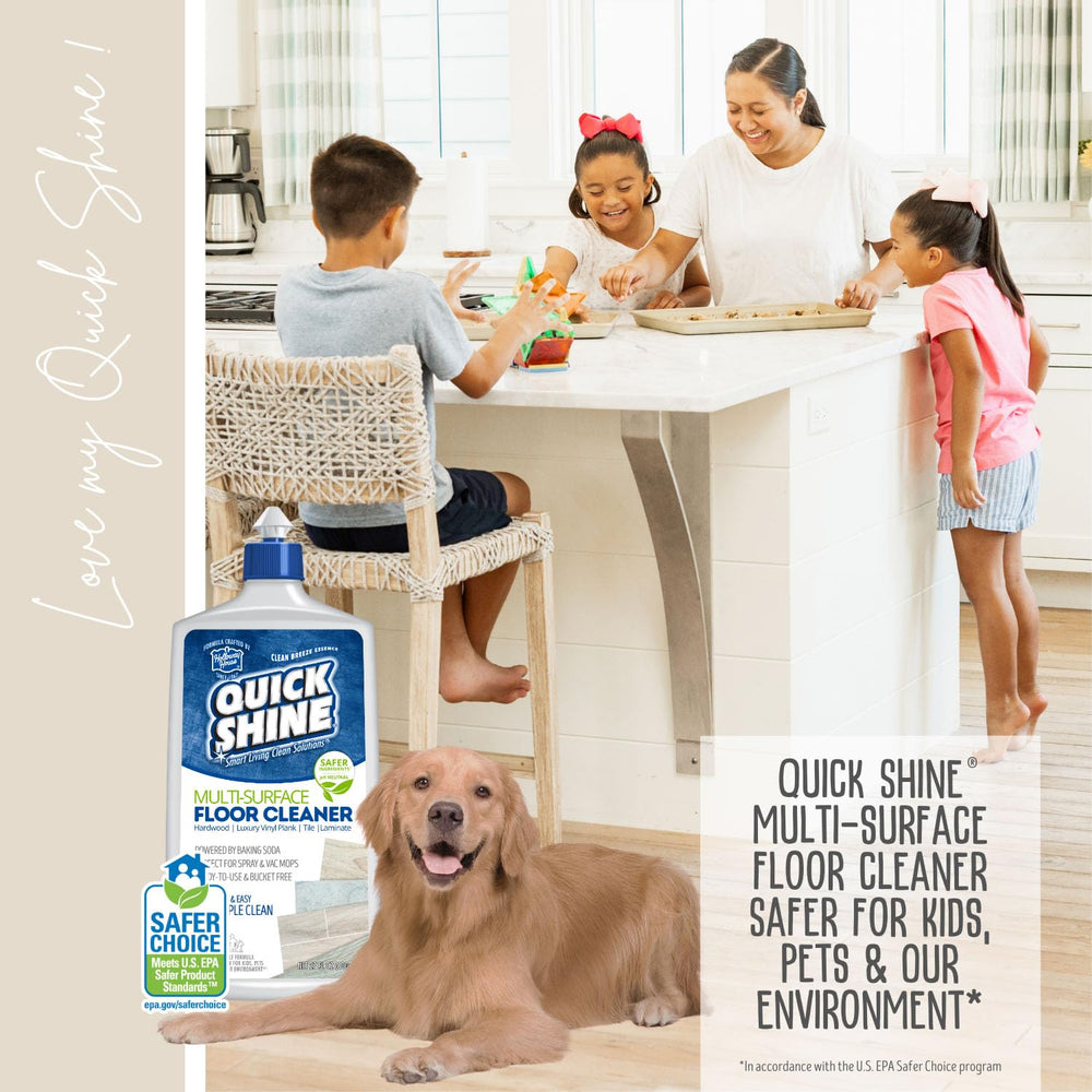Quick Shine with natural ingredient props emphasizing eco-friendly, safer formulation