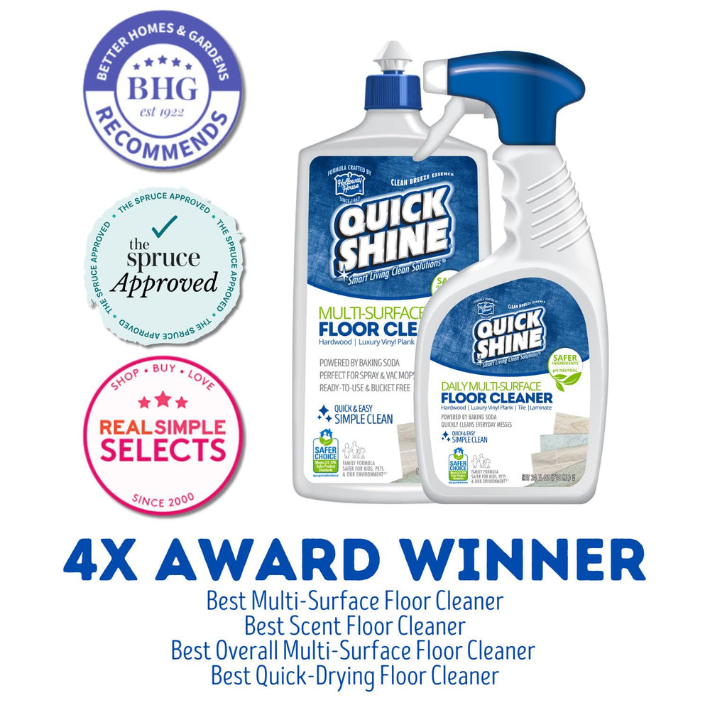 Quick Shine cleaning luxury vinyl plank floor illustrating gentle effective dirt removal
