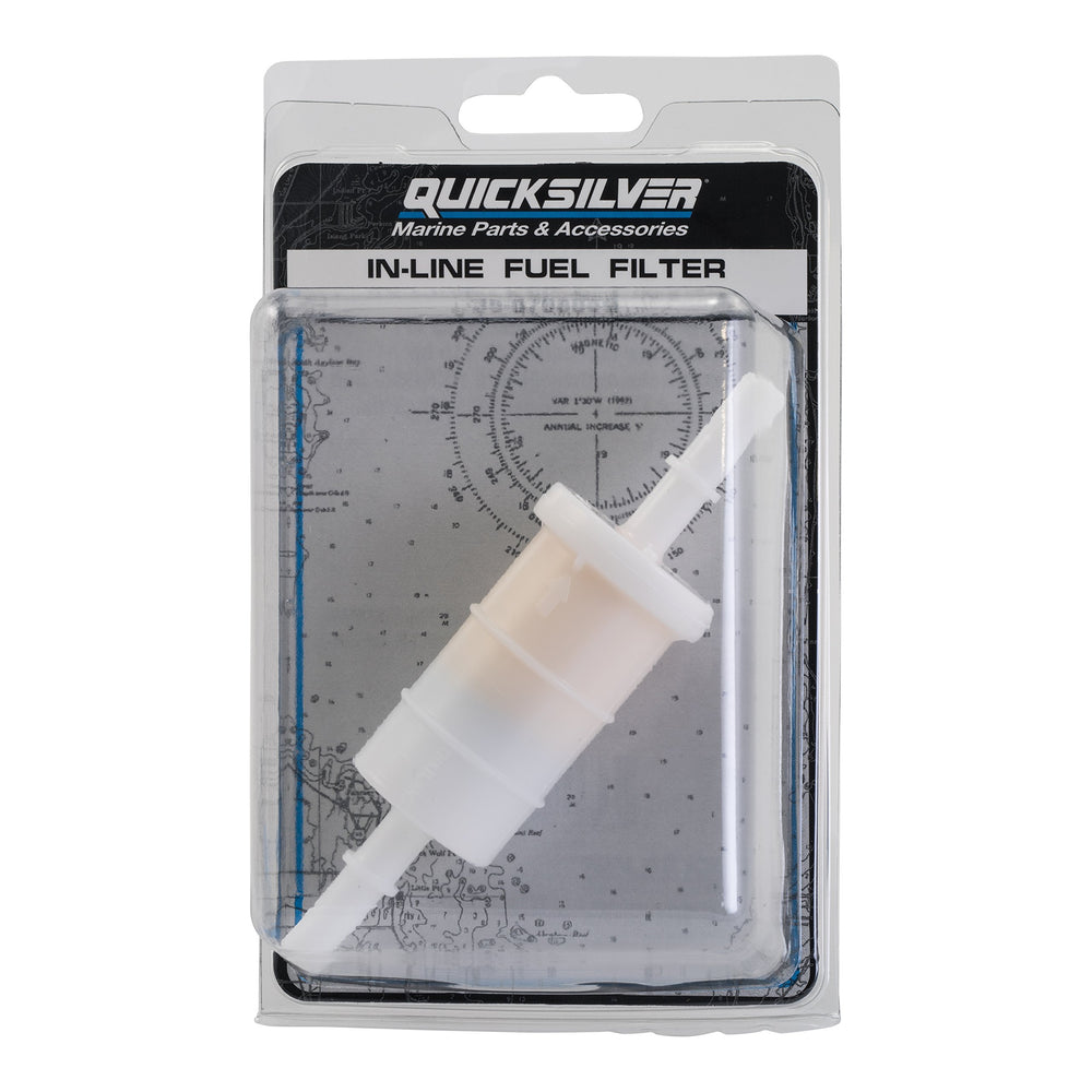 Quicksilver internal filter element detail showing 20-micron media for cleaner fuel