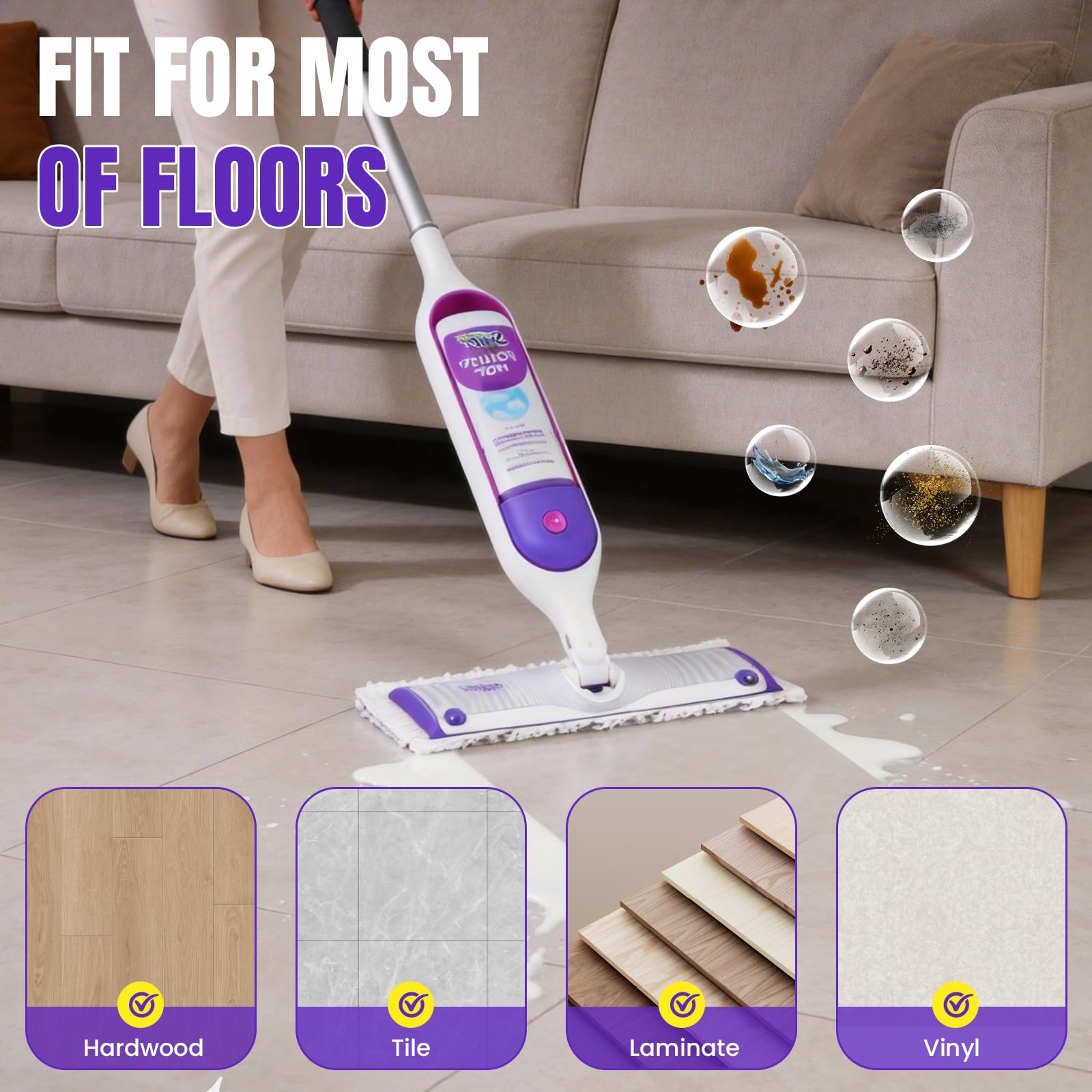 QuikMoprit in-use cleaning a hardwood floor delivering streak-free shine
