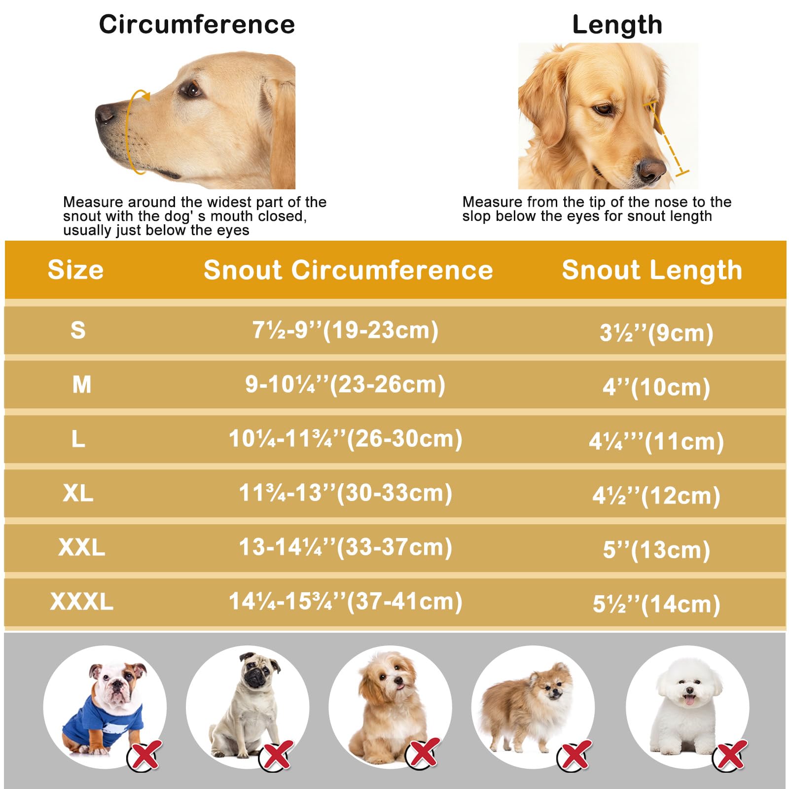 Qukcors size comparison chart to help owners pick the right fit