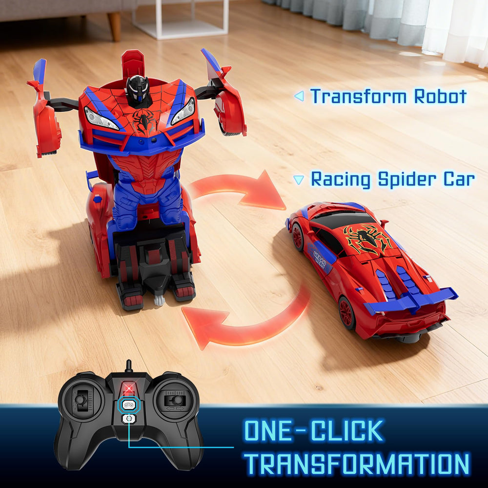 Qumcou Spider car front angle highlighting superhero styling and play value