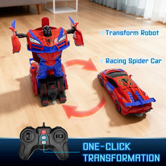 Qumcou Spider car front angle highlighting superhero styling and play value