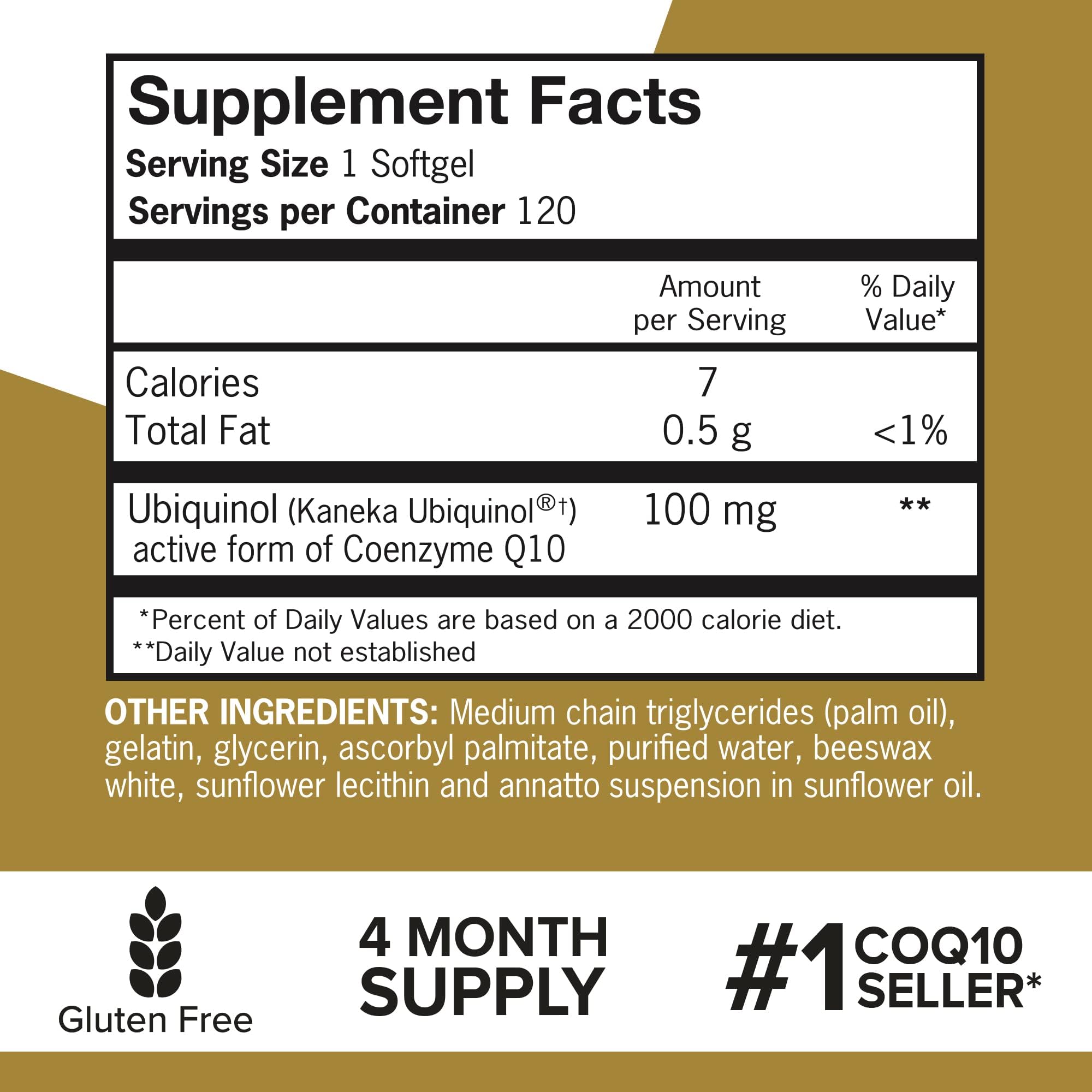 Qunol bottle label and supplement facts for clear ingredient details