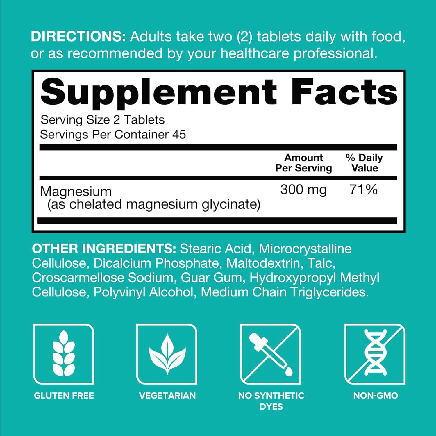 Qunol glycine ingredient callout highlighting chelated magnesium absorption benefit