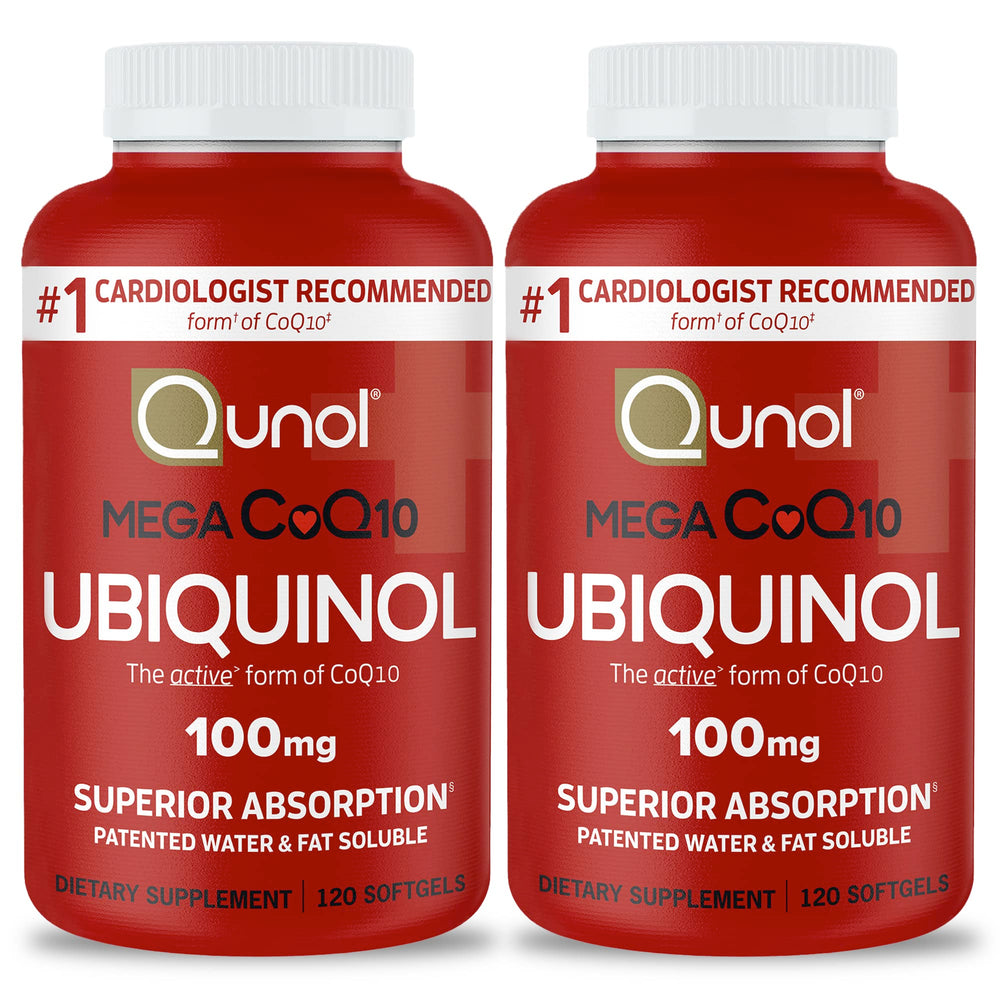 Qunol front packaging showing bottle and label benefits