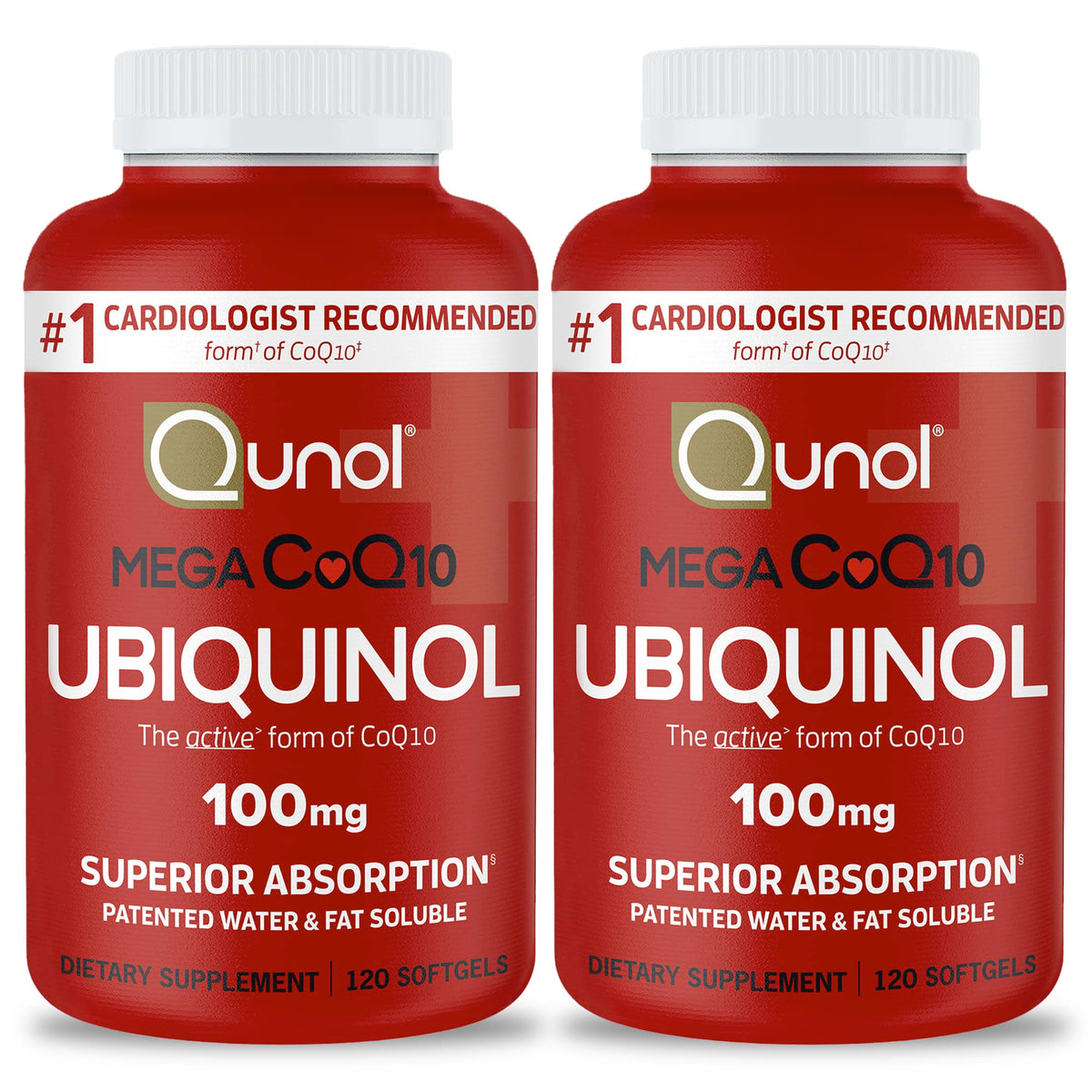 Qunol front packaging showing bottle and label benefits