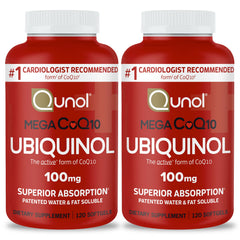 Qunol front packaging showing bottle and label benefits