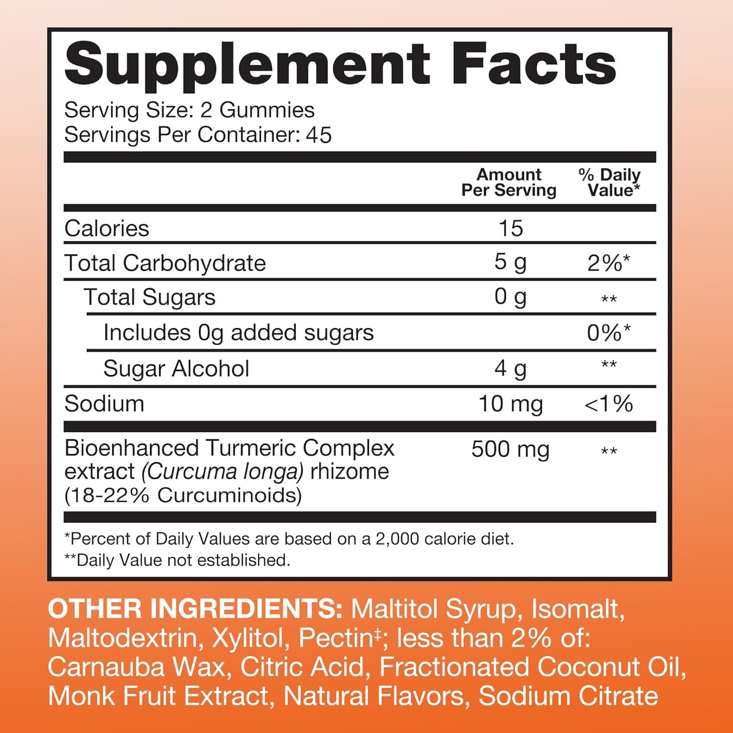 Qunol nutrition label detail displaying dosage and ingredient clarity
