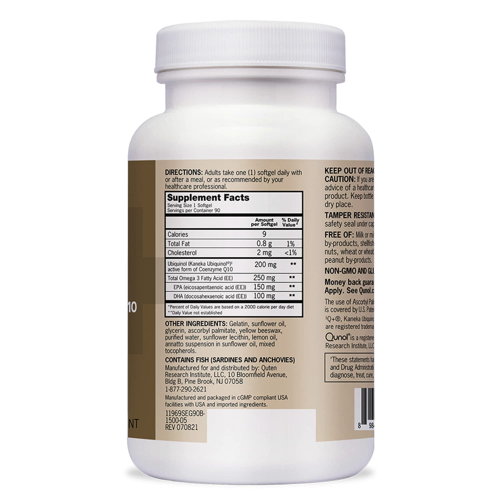 Qunol 90-count bottle on shelf indicating three-month supply