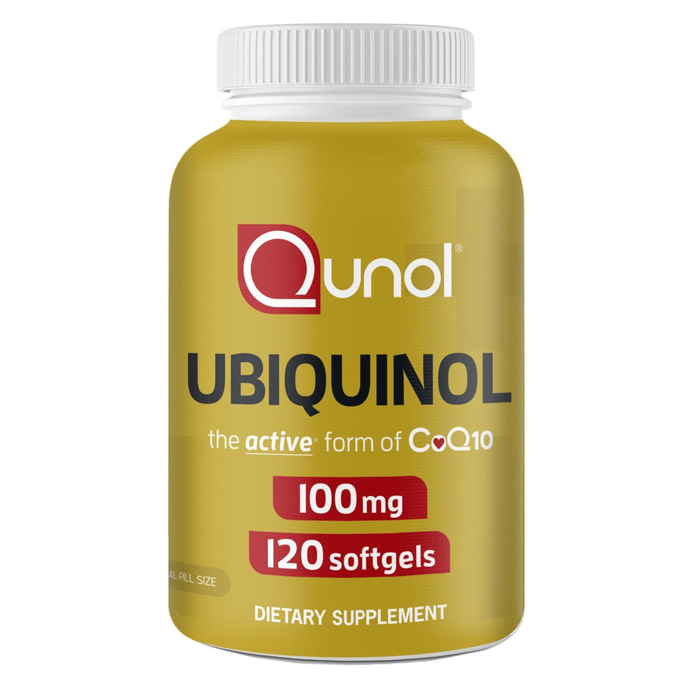 Qunol front packaging showing 120 softgels and product benefit