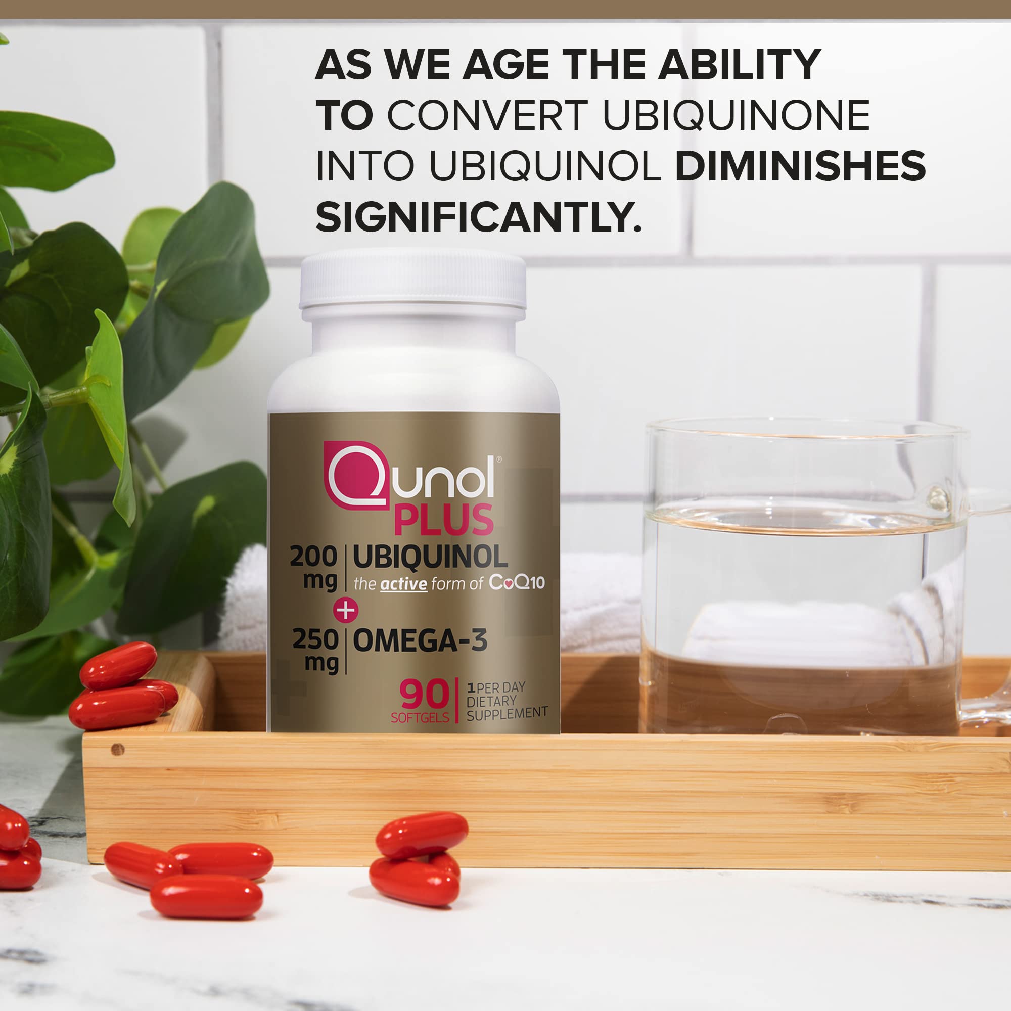 Qunol softgel oil texture with droplet illustrating nutrient potency