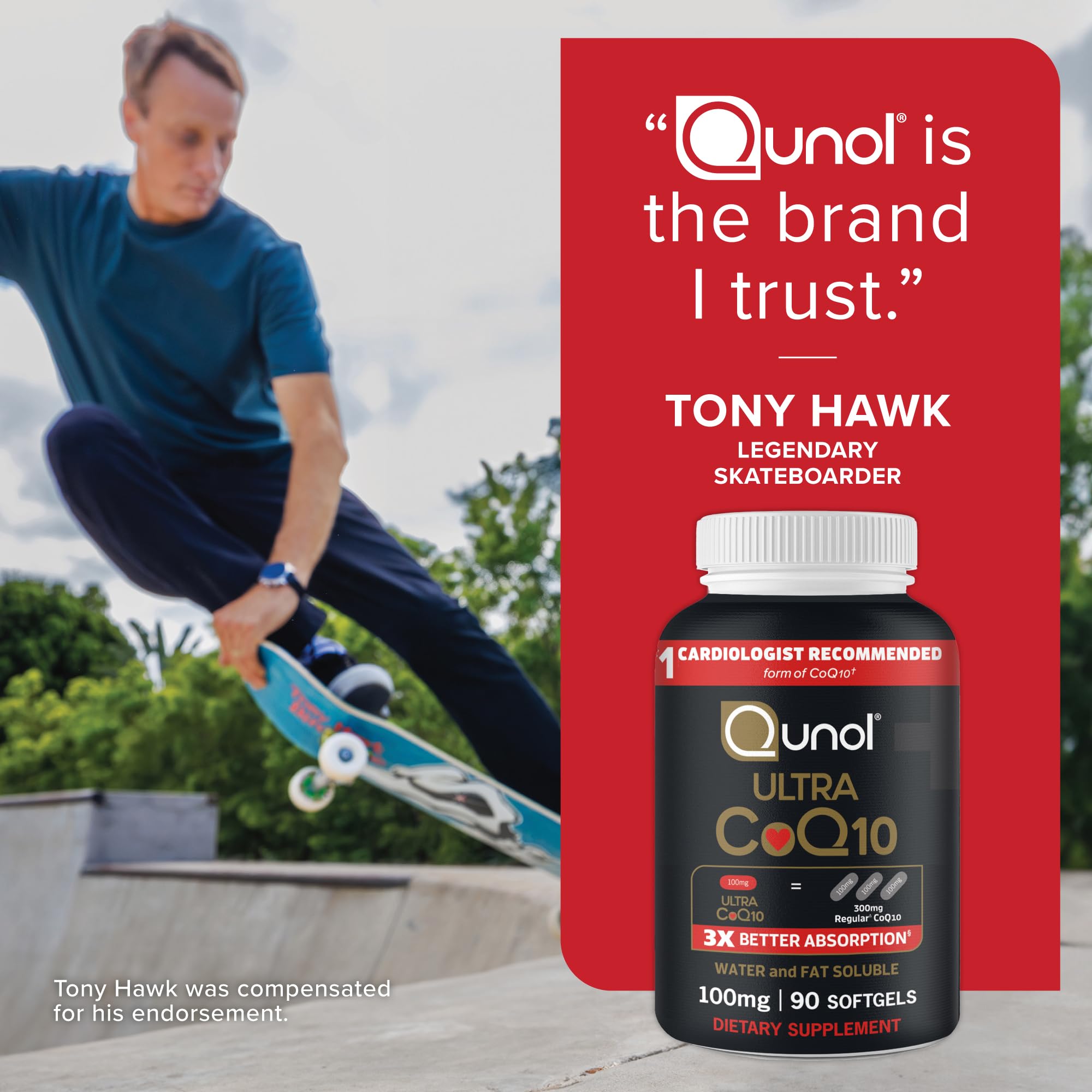Qunol supplement facts label close-up showing clear ingredient transparency benefit