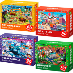 Quokka front packaging showing four colorful kids puzzles boosts gift appeal