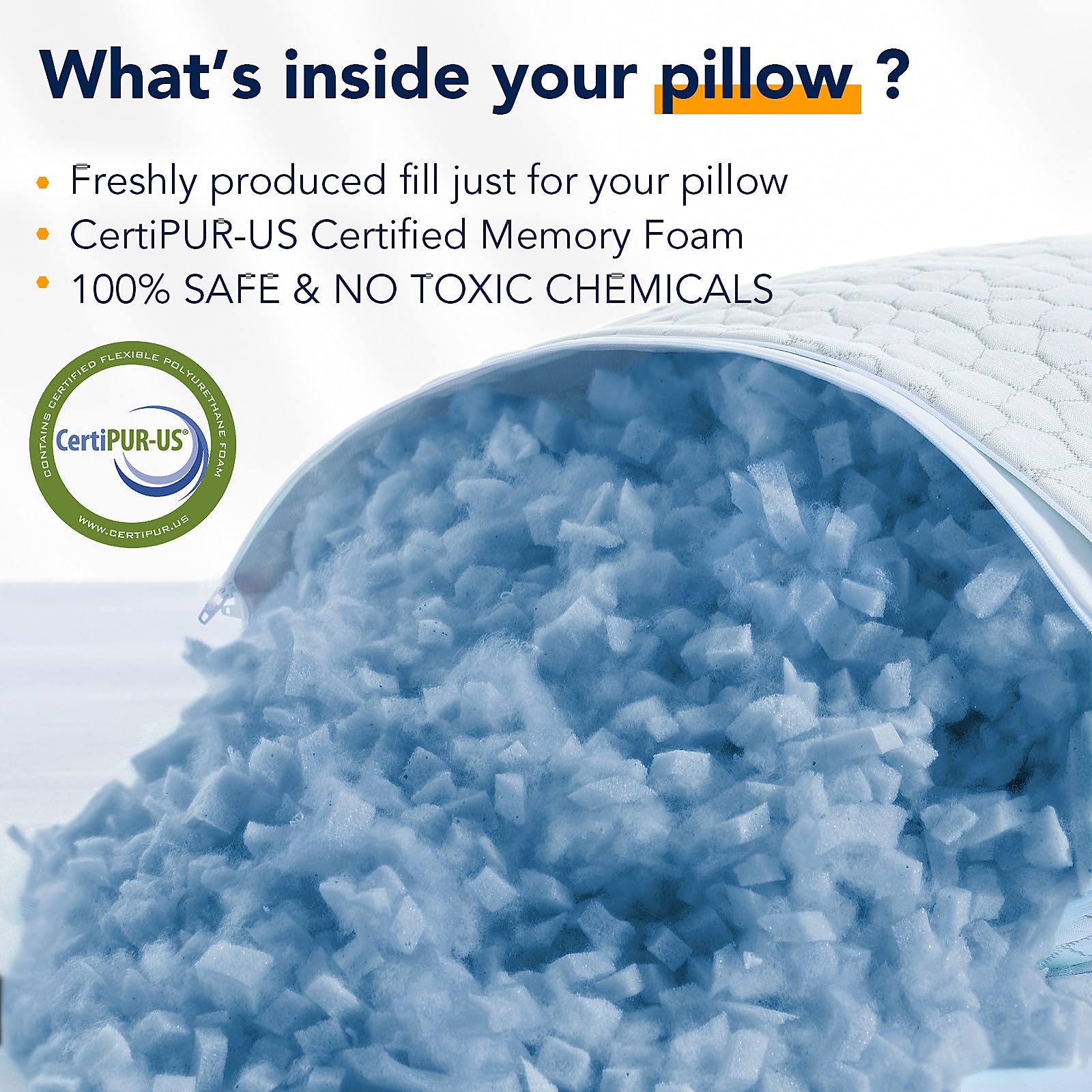 QUTOOL CertiPUR-US label close-up showing certified foam safety benefit