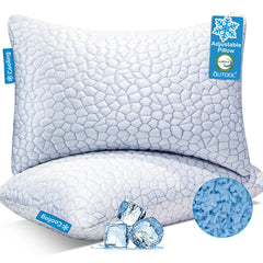 QUTOOL front view of pillow pair showing clean packaging and benefit of ready comfort